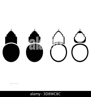 Silhouette minimaliste della collezione di lampade con forme semplici di sospensione, icone di illuminazione moderne e design pulito delle lampadine nere per decorati Illustrazione Vettoriale