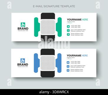 Design creativo del modello di layout del piè di pagina della firma aziendale o dell'e-mail. Copertina creativa moderna per i social media personali Illustrazione Vettoriale