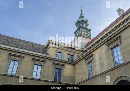 Dettaglio architettonico della Residenz nel centro di Monaco, Germania, ex palazzo reale dei monasteri Wittelsbach di Baviera Foto Stock