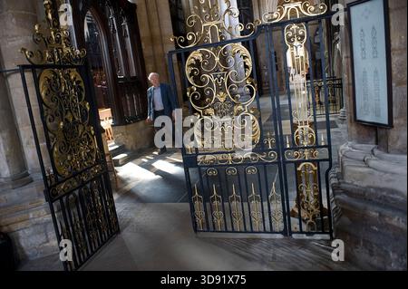 Beverley Minster, East Yorkshire, è una delle chiese gotiche più belle d'Europa e un capolavoro di architettura medievale. Iniziata intorno al 1120 come chiesa collegiata agostiniana in sostituzione di un precedente monastero anglosassone fondato da San Giovanni di Beverley, fu in gran parte ricostruita 1220–1420 in radioso stile inglese primitivo, decorato e perpendicolare. Famosa per le sue torri occidentali gemelle, le squisite incisioni in pietra del XIV secolo (compresi angeli musicali e menestrelli), l'imponente navata e l'unica gru a ruota del XVI secolo ancora in situ, rivaleggia con molte cattedrali in scala e bellezza. Un luogo di pellegrinaggio Foto Stock