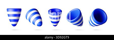 3D Blue and White Party Cracker o Party popper Illustrazione Vettoriale