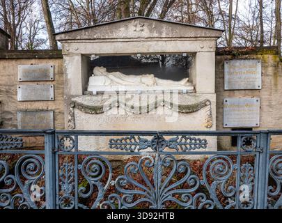 La tomba della famiglia Goethe all'Historischer Friedhof Weimar, Turingia, Germania. Foto Stock