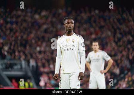 Eduardo Camavinga in azione durante la partita della Liga tra l'Athletic Bilbao e il Real Madrid CF a San Mames, a Bilbao Foto Stock