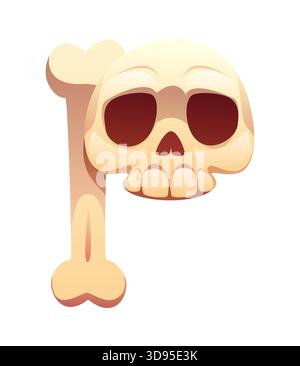 Carattere dei pirati dei cartoni animati, carattere caraibico corsair lettera del cranio e dell'osso, tipo vettoriale. Pirata e corsaria fonte di avventura caraibica di corsari medievali tescheletro o osso Jolly Roger per il carattere tipografico Illustrazione Vettoriale