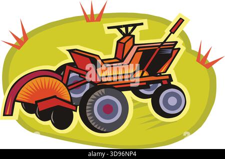 Composizione isometrica della macchina agricola, illustrazione del vettore del trattore Illustrazione Vettoriale