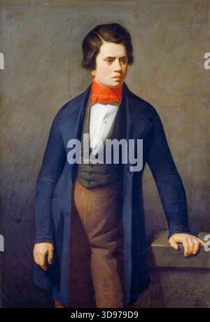 LeConte de Lisle (1818-1894), poeta francese del movimento Parnassiano, ritratto a olio su tela di Jean Francois Millet, circa 1840-1841 Foto Stock