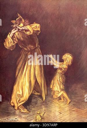 Arthur Rackham - il libro delle meraviglie - Re Midas che trasforma un bambino in oro Foto Stock