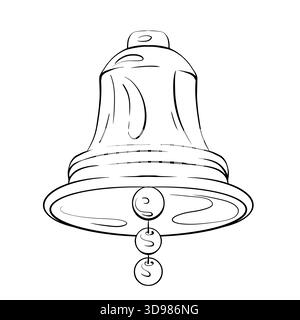 Illustrazione grafica della campana di Natale in stile semplice per decorazioni e mestieri natalizi Illustrazione Vettoriale