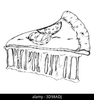 Ritaglio vettoriale di una fetta di pizza con formaggio fuso che si estende verso il basso, ricoperto da una fetta di salame e basilico fresco. Ideale per la grafica dei menu Illustrazione Vettoriale