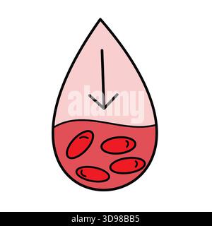 anemia sangue con pochi globuli rossi volume medico di globuli rossi diminuzione colore minimalista Illustrazione Vettoriale
