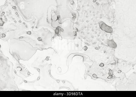 Gocce di vernice e spruzzi di inchiostro di alcool astratto. Arte per progetti di design come sfondo per inviti o biglietti d'auguri, volantini, poster, ecc. Foto Stock