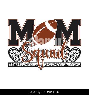 Football Gigi stampa leopardo con calcio marrone, design tipografico della nonna sportiva alla moda per t shirt, felpe con cappuccio, tazze, de Illustrazione Vettoriale