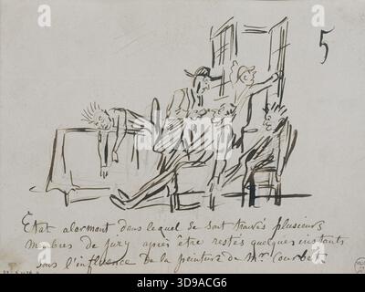 Caricatura per le Charivari, di Cham (Amédée Charles de Noé, noto come), Illustrator, 1864, XIX secolo, disegno, arti grafiche, disegno, penna, inchiostro marrone, matita in grafite, carta, dimensioni - illustrazione: altezza: 13,4 cm, larghezza: 17,8 Foto Stock