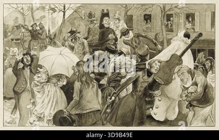 16 febbraio 1833, Jeanniot, Pierre Georges, circa 1890, ultimo quarto del XIX secolo, casa di Victor Hugo - Hauteville House, Arti grafiche, disegno, inchiostro, matita di grafite, carta, dimensioni - immagine: altezza: 13 cm, larghezza: 24 cm, dimensioni - illustrazione: altezza: 25 cm, larghezza: 33 Foto Stock