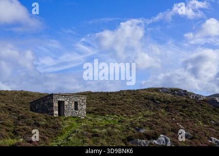 Bothy nell'Isola di Lewis, nelle Ebridi esterne della Scozia Foto Stock