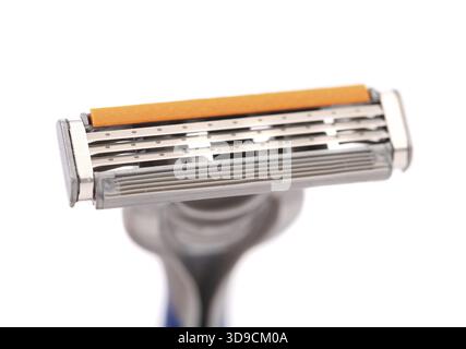 Area efficace del rasoio da rasatura. Sfondo bianco Foto Stock