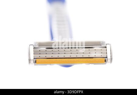 Area efficace del rasoio da rasatura. Sfondo bianco Foto Stock