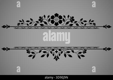 Elemento nero vintage. Design vettoriale grafico. Decorazioni grafiche damascate Illustrazione Vettoriale
