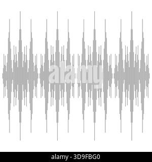 Schema forma d'onda audio. Elemento audio semplice. Vettore impulso equalizzatore. Sfondo bianco pulito. EPS 10. Illustrazione Vettoriale
