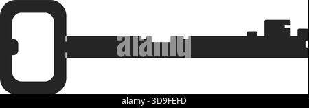 Oggetto riempito nero 2D con chiave semplice Illustrazione Vettoriale