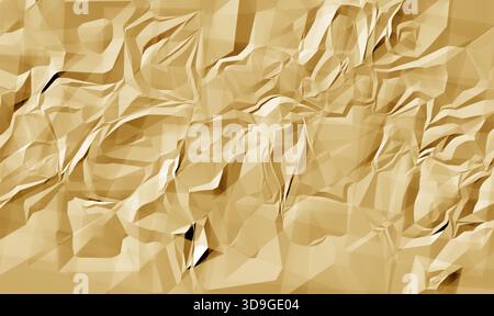 Sfondo astratto in carta arricciata in calde tonalità di marrone arancione chiaro, con pieghe geometriche a basso contenuto di poli che creano profondità e texture per l'uso in d Foto Stock
