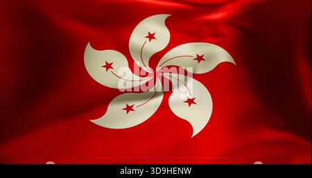 Bandiera di Hong Kong che ondeggia ad alta risoluzione 10K+ Foto Stock