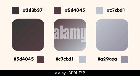 Raccolta gradiente, ologramma dell'arcobaleno lucido. Lamina olografica, beige, grigio, gradazione marrone. Catalogo delle tavolozze dei campioni in RGB ESADECIMALE. Vettore Illustrazione Vettoriale