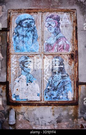 Street Art omaggio a da Vinci Foto Stock