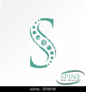 Swoosh iniziale tagliato font con simbolo della colonna vertebrale trattamento del dolore medico centro massaggio logo design grafico concetto creativo premium vettoriale stock immagine top sell Illustrazione Vettoriale