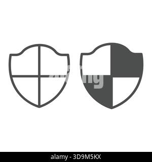 Simbolo di sicurezza e antivirus e icona continua, concetto di Windows Pack. Grafica vettoriale. Schermo di protezione Windows, segnale di protezione su sfondo bianco Illustrazione Vettoriale