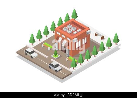 Barbiere isometrico illustrato in vettoriale su sfondo bianco Illustrazione Vettoriale