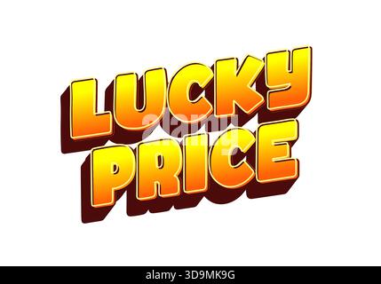 Grafica testuale con le parole Lucky Price in grassetto, in stile 3D con sfumatura da giallo ad arancione e effetto ombra. Illustrazione Vettoriale
