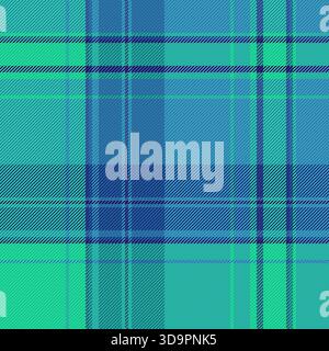 Tessuto sovrapposto, trama vettoriale ispanica a plaid. Lo sfondo in tartan britannico è caratterizzato da colori azzurri e turchesi. Illustrazione Vettoriale