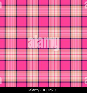 Celebra il tessuto tartan di sfondo, il tessuto vettoriale di design. Motivo a quadri con texture Argyle senza cuciture nella tavolozza dei colori rosso e rosa. Illustrazione Vettoriale