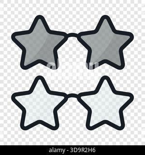 Icona degli occhiali a stella, illustrazione vettoriale. Occhiali Black Star, occhiali Fun Party Star per il compleanno dei bambini, il Carnevale, il Festival, gli allestimenti fotografici Illustrazione Vettoriale