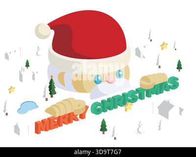 Ruolo natalizio simpatico capo con Babbo Natale per mostrare l'atmosfera della grafica vettoriale natalizia EPS 10 Illustrazione Vettoriale
