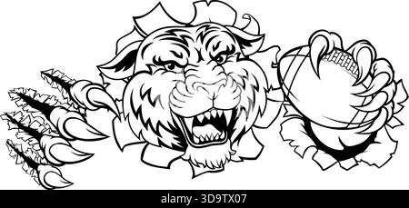 Tiger American Football Sports Team Animal Mascot Illustrazione Vettoriale
