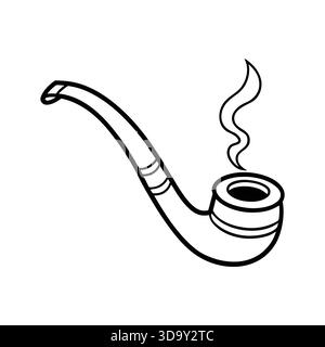 Disegno artistico della linea di illustrazione del vettore del tubo del tabacco da fumo Illustrazione Vettoriale