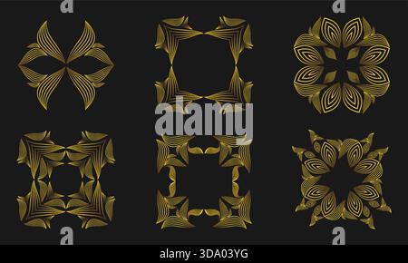 Eleganti decorazioni artistiche Classic Gold Line Illustrazione Vettoriale