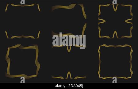Abstract Line Golden Frames Collection Illustrazione Vettoriale