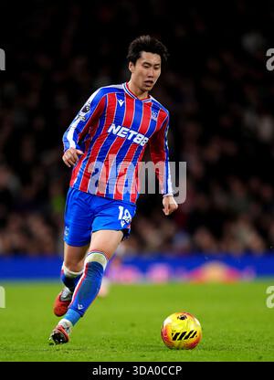 Daichi Kamada del Crystal Palace durante la partita di Premier League al Craven Cottage, Londra. Data foto: Domenica 7 dicembre 2025. Foto Stock