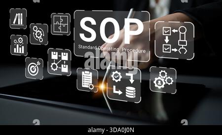La procedura operativa standard migliora l'automazione dei processi, l'efficienza del flusso di lavoro e l'analisi della struttura operativa Foto Stock
