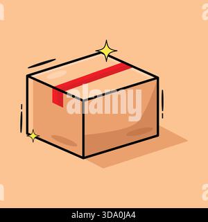 Una semplice illustrazione isometrica di una scatola di cartone Illustrazione Vettoriale