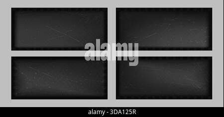 Texture retrò grintosa e granulosa. Sfondi o bordi vintage. Mockup per vecchie foto o video. Serie di illustrazioni vettoriali Illustrazione Vettoriale