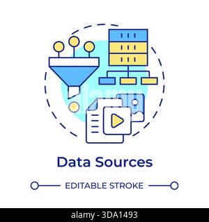 Icona Concept multicolore origini dati Illustrazione Vettoriale