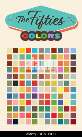 Tavolozza dei colori degli anni Cinquanta Illustrazione Vettoriale