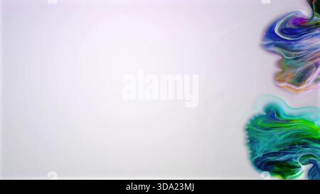 Flusso di fluido astratto con colori vivaci e vorticosi sul bianco Foto Stock