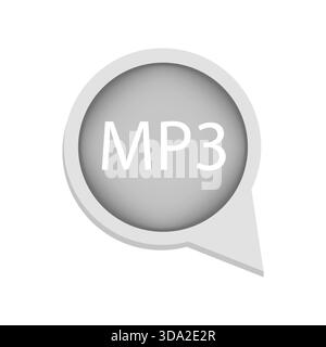 Icona formato MP3. Simbolo del file audio. Suono musica segno vettoriale. Elemento a forma di bolla. EPS 10. Illustrazione Vettoriale