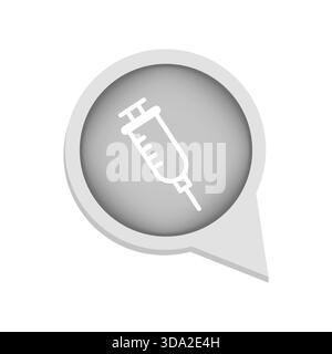 Simbolo dell'icona della siringa. Vettore per iniezione medica. Attrezzature sanitarie. Bolla grigia. EPS 10. Illustrazione Vettoriale