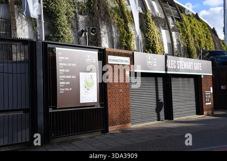 Alec Stewart Gate, The Oval Cricket Ground, Kennington, Lambeth, South London, Inghilterra, Regno Unito Foto Stock